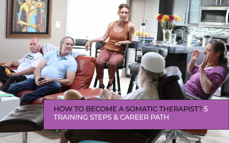 Professional therapists learning body awareness techniques during somatic therapist training at Somaflow Institute
