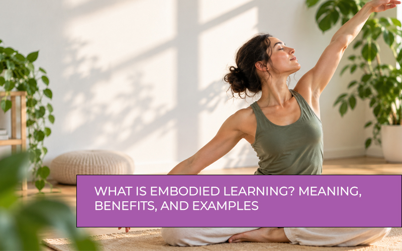 Woman practicing embodied learning through mindful movement